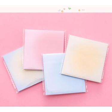 Imagem de 2 peças pequenas notas adesivas, cores pastel, degradê sonhador, material escolar fofo, remoção rápida, bloco de notas autoadesivas para escritório, conveniente para carregar, cadernos e blocos de