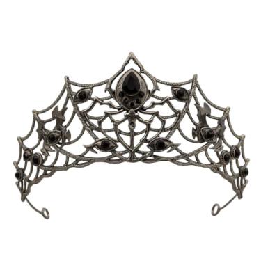 Imagem de Tiara de teia de aranha preta gótica, coroa de cristal para mulheres, meninas, Dark Queen, Halloween, cosplay, tiara vintage com strass para baile de máscaras, casamento, formatura, palco, acessórios