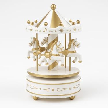 Imagem de Carrossel Musical Caixinha a Corda Cavalinhos Com Som (Branco)