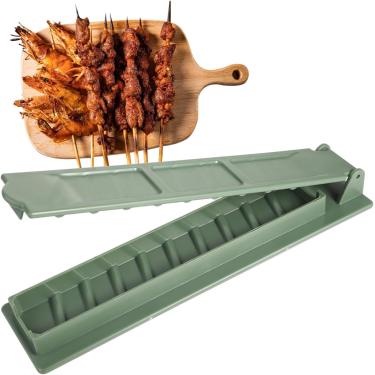 Imagem de Máquina de kebab, prensa de kebab de plástico espesso como um molde manual de chef tradicional espetos reutilizáveis e portátil para churrasco, kebab turco (verde)
