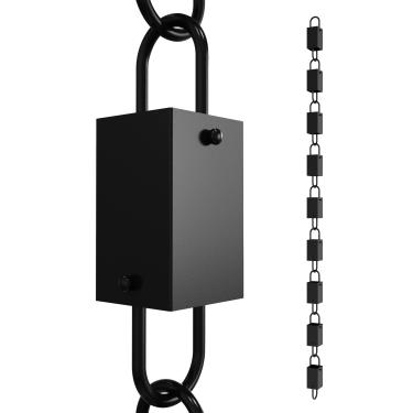 Imagem de Rain Chains Direct Extensão de corrente de chuva de elos quadrados, 90 cm de comprimento, alumínio, revestimento em pó preto, substituição funcional e decorativa para calhas