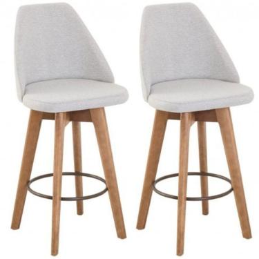Imagem de Kit 2 Banquetas Mayra Giratória Linho Cinza Claro