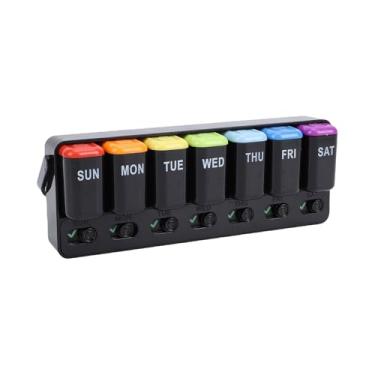 Imagem de AUNMAS Organizador Semanal de Tablet, Estojo de 7 Dias Com Indicador, Design Destacável para Casa e Viagens, 20x7,5x4,5cm, Material ABS Seguro (BLACK)