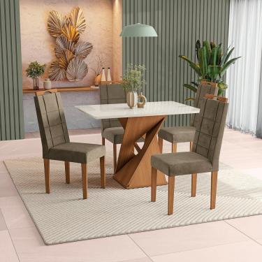 Imagem de Conjunto Sala De Jantar Luna Kappesberg 4 Cadeiras Veludo Titanio