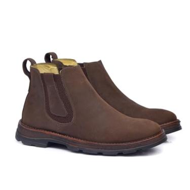 Imagem de RMP SHOES Bota Chelsea Masculina em Couro Legítimo, Marrom Crazy Horse, Solado Antiderrapante, Cano Baixo, Palmilha Ergonômica, Casual e Social (Padrão, BR, Adulto, Numérico, 41)