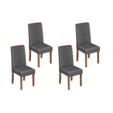 Imagem de Cadeira De Cozinha Zoe Kit 4 Un Freijó Suede Lunar