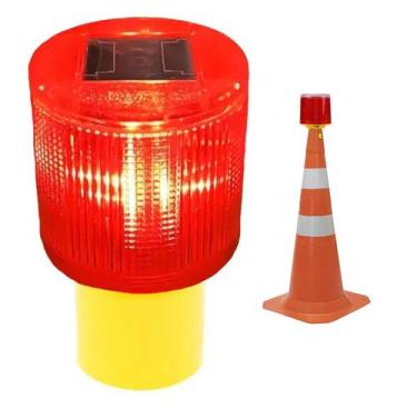 Imagem de Sinalizador Solar Cone Obra Estrada Rodovia Transito Avenida Acidente 