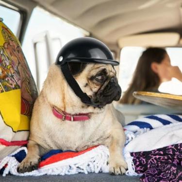 Imagem de Capacete protetor legal para viagem para animais de estimação - capacete de motocicleta elegante para gatos e cães, ajuste universal para um visual moderno 121
