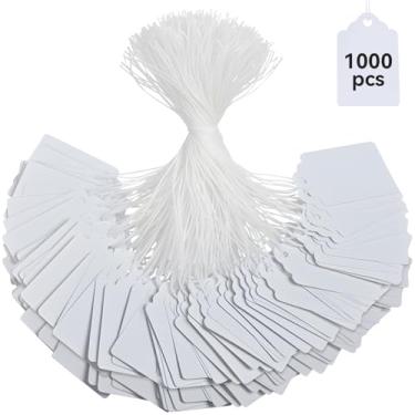 Imagem de Etiquetas brancas de 1000 peças da Brothersbox com etiquetas de marca de cordas graváveis e etiqueta de exibição para etiquetas de roupas de joias do produto, 4,5 x 3,8 cm, pacote com 1000 peças