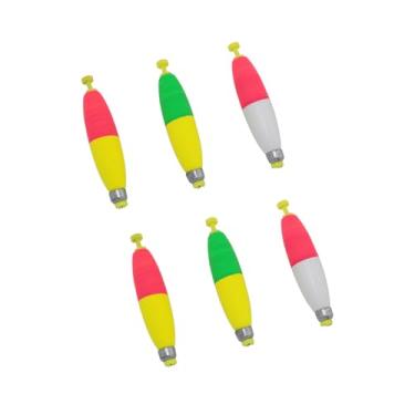 Imagem de JianLing Boia de pesca pesada, 6 peças, boia de barra longa EVA, 9,7 cm, vermelha, branca, vermelha, amarela, verde, amarela, alta visibilidade, boias de pesca
