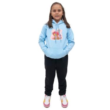 Imagem de Kit Conjunto Infantil Blusa Moletom Canguru Menina Estampa Ursinho e Calça Jogger Com Bolso