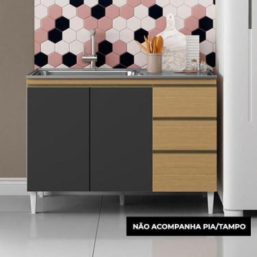 Imagem de Balcão Cozinha Com Tampo 120cm 3 Portas Paolla A09 - D'rossi Atacama E