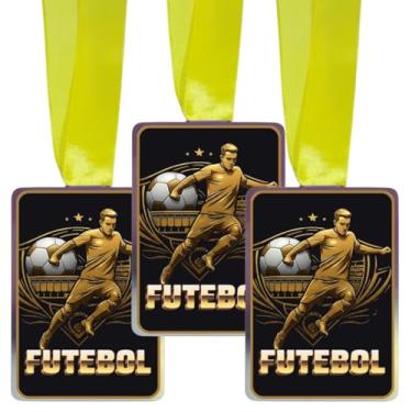 Imagem de Kit 10 Medalhas Para Futebol De Campeão Premiação para Campeão Joagador Com Fita dourada