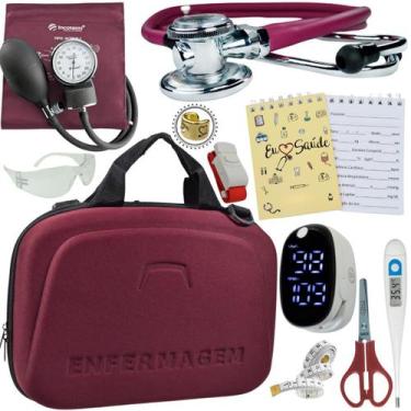 Imagem de Kit Enfermagem Pamed Premium Aparelho Esteto Medidor Glicose - Love Sa