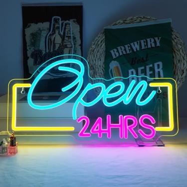 Imagem de JURONGYILU Aberto 24 Horas Neon Sign Led Neon Lights Para Decoração De Parede Usb Light Up Signs Para Negócios Quarto Casa Bar Loja Salão Hotel