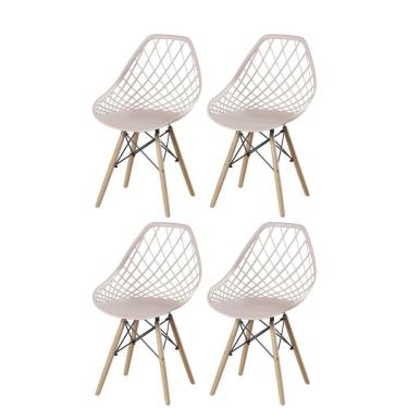 Imagem de Kit 4 Cadeiras Cloe Kaila Rivatti Polipropileno Nude Base Madeira