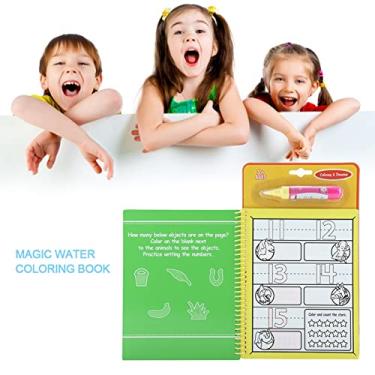 Imagem de GLOGLOW Livro de Colorir de água, Livro de Atividades Reutilizável Com Caneta de água, Brinquedo de Desenho Educacional para Crianças e Bebês (Número)