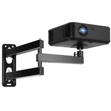 Imagem de CroBlissful Suporte de parede dobrável de 39.1 cm x 17.8 cm, suporte universal ajustável para projetor de parede com rotação de 360°, suporte de projetor com cabeça esférica de 1/10.2 cm, suporte de