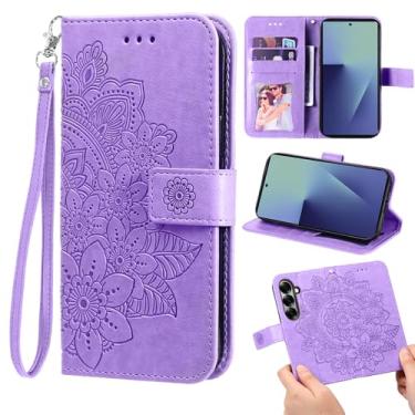 Imagem de Furill Capa carteira compatível com Samsung Galaxy Z Fold 7 e protetor de pulso flor de couro flip porta-cartões Folio bolsa suporte acessórios para celular capa para celular ZFold Z7 G Fold7 7Z