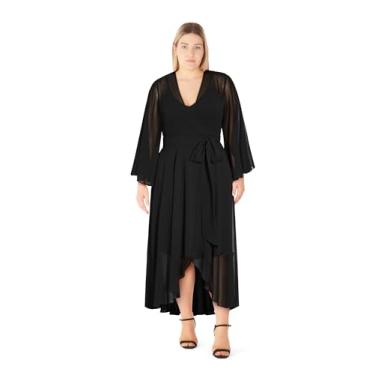 Imagem de City Chic Vestido feminino plus size para coquetel - Maxi Wrap, Preto, 48