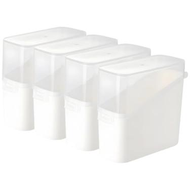 Imagem de Recipiente fatiado de queijo, suporte de economia de alimentos para geladeira com tampa flip-top, hermético e à prova de umidade, pacote com 4 embalagens de plástico branco, armazenamento de queijo