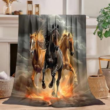 Imagem de Cobertor de cavalo cobertor de lã de pelúcia super macio presentes para meninos meninas homens mulheres amantes adultos coisas para sofá cama decoração de quarto 127 x 152 cm