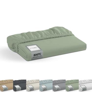 Imagem de Econest living Lençol com elástico 100% algodão egípcio Twin-GG - 800 fios de algodão, macio, durável, refrescante, bolso profundo de 40,6 cm, qualidade de hotel de luxo, sálvia