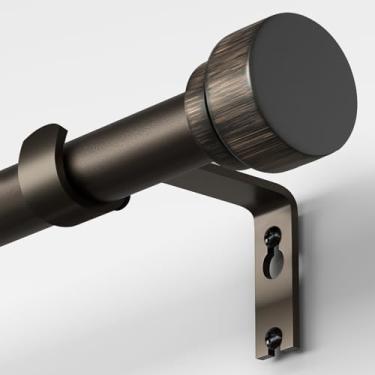 Imagem de Oneach Varões de cortina marrom antigo para janelas de 166 a 120 polegadas, haste de 2,5 cm, comprimento ajustável, conjunto de hastes de cortina de metal resistente, para quarto ao ar livre, cozinha