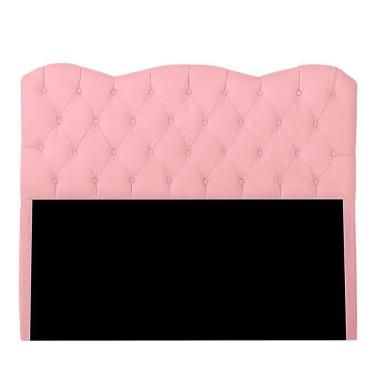 Imagem de Cabeceira Casal Queen Estofada Para Cama Box Verona Veludo Cor Rosa Bebe