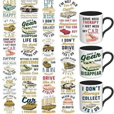Imagem de Elewins Adesivos UV DTF - 24 folhas de carro clássico UV DTF copo envoltório para canecas de vidro café, decalques DIY para copos, esfregar à prova d'água em transferências para artesanato