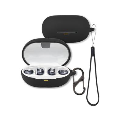 Imagem de Capa para fones de ouvido JBL SoundGear Clips, capa protetora de silicone macio FJIASTB com mosquetão e cordão, à prova de choque (preto)