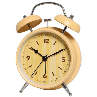 Imagem de Despertador Vintage Twin Bell Metal Wood Grain Design