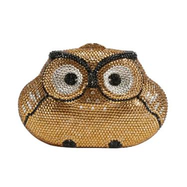 Imagem de DKQXEIM Bolsa feminina com strass de coruja animal de luxo para noite, formal, baile, coquetel, festa, casamento, bolsa de mão, Dourado, 7.0 x 4.8 x 2.4 inches