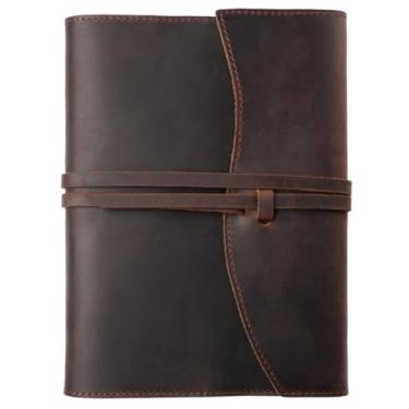 Imagem de Capa de couro A5, protetor de livro de couro, fecho de café com cinto, ideal para presentes bíblicos e uso diário