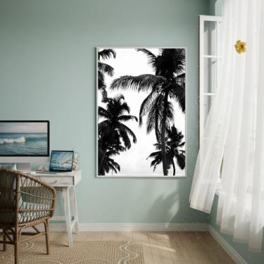 Imagem de Quadro Decorativo Palmeiras Em Preto E Branco-70x50cm Cor:Moldura Bran