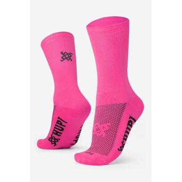 Imagem de Meia HUPI Lisa Rosa Neon 1 Par Cano Médio Corrida Bike, Cor: Rosa Neon, Tamanho único 36-42
