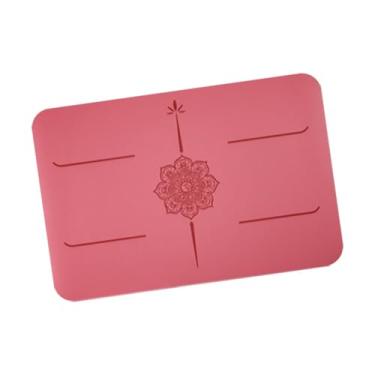 Imagem de menolana Tapete de ioga pequeno antiderrapante com apoio para os joelhos, ideal para exercícios de fortalecimento muscular, flexões de joelho e pilates, Rosa Vermelha