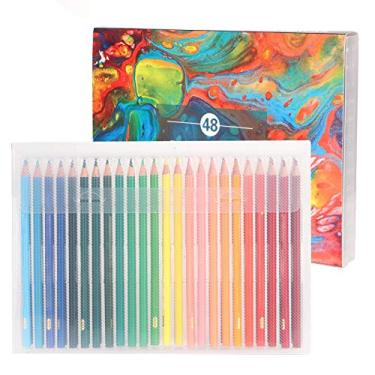 Imagem de Lápis aquarela profissional 48 cores vibrantes, altamente pigmentados, macios à prova de quebra, canetas de desenho de arte pré-afiadas para artistas, estudantes, adultos, madeira