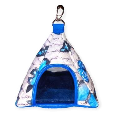 Imagem de Casa para Hamsters Periquitos e Calopsitas em Pano – Toca e Gaiola Segura para Agapornis e Twister (Borboleta Azul,0,19cm x 0,19cm x 0,23cm)