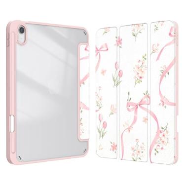 Imagem de Xkladz Capa para iPad (A16) 11ª geração (2025) 11 polegadas, iPad 10ª geração 2022 10,9 polegadas, capa com porta-lápis, capa traseira transparente design fofo para mulheres meninas, dormir/acordar