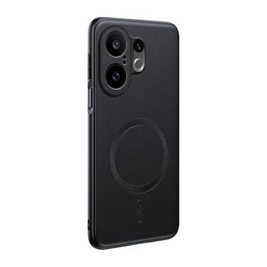 Imagem de Pzwoxukhov Capa compatível com Vivo X200 FE 5G, couro PU, capa de telefone à prova de choque, compatível com MagSafe, compatível com Vivo S30 Pro Mini 5G capa preta