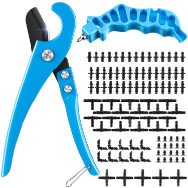 Imagem de Feekoon Ferramentas de irrigação por gotejamento cortador de tubulação com plugues, 2 em 1 peças de irrigação por gotejamento perfurador para inserção de emissor de encaixe de tubo PE mais fácil de 1