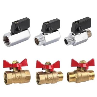Imagem de Válvula esférica de latão 5/20/100 peças Compressor de ar água gás óleo válvula de desligamento 1/20.3 cm 1/10.2 cm 3/20.3 cm 1/5.1 cm rosca mini macho para fêmea (45359,5 peças)