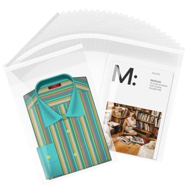 Imagem de LEOSINDA Sacos de celofane de plástico transparente de 25,5 x 33 cm, autovedantes, 100 unidades de sacos de celofane transparentes para embalagem de camisetas, roupas - plástico selável para A4, carta