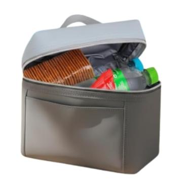 Imagem de Bolsa Térmica Marmita 5 Litros Luxo Grafite Lancheira Compacta Elegante Fitness Trabalho Isolamento Premium, Alça Reforçada, Bolso Frontal e Material PU (Poliuretano) Resistente