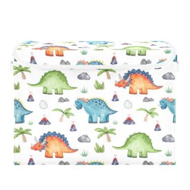 Imagem de SEHANY Cestas de armazenamento engraçadas de dinossauro com tampas, organizador de caixa de armazenamento dobrável, caixas de armazenamento de armário de tecido para roupas cobertor de escritório