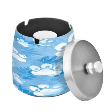 Imagem de Blueangle Cinzeiro com impressão de pata de cachorro com tampa para cigarros, à prova de vento/chuva, aço inoxidável, sem fumaça, inodoro, cinzeiro para uso interno ou externo (26)