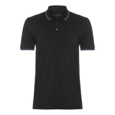 Imagem de Camiseta Polo Ellus Piquet Triple Short Signature Preta/Cinza-Masculino