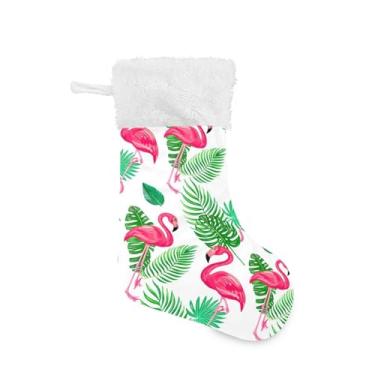 Imagem de GakkiGii Pacote com 2 meias de Natal de flamingo da selva, decoração grande para pendurar na parede da árvore da lareira, 45 x 31 cm