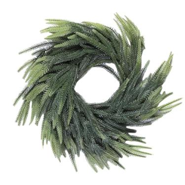 Imagem de Naroote Guirlanda de Natal para Porta da Frente Guirlanda de Natal de 15,75 pol. Decoração de Porta Frontal Externa Agulha de Pinheiro Simulada Realista Adiciona Ambiente Festivo